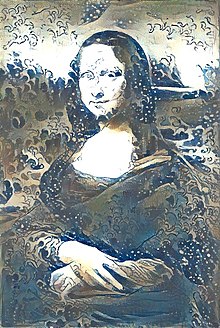 Mona Lisa in the style of "The Great Wave" using neural style transfer Mona lisa the great wave o lbfgs i content h 720 m vgg19 cw 100000.0 sw 30000.0 tv 1.0.jpg