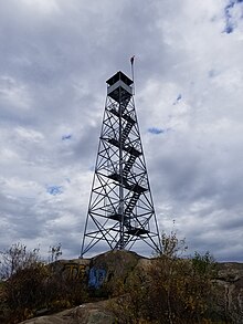 Fire lookout tower at the summit of South Beacon Mountain