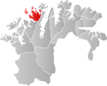 Mapa do condado de Finnmark com Måsøy em destaque.