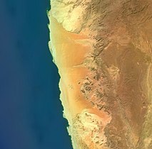 A satellite image of the Namib Sand Sea