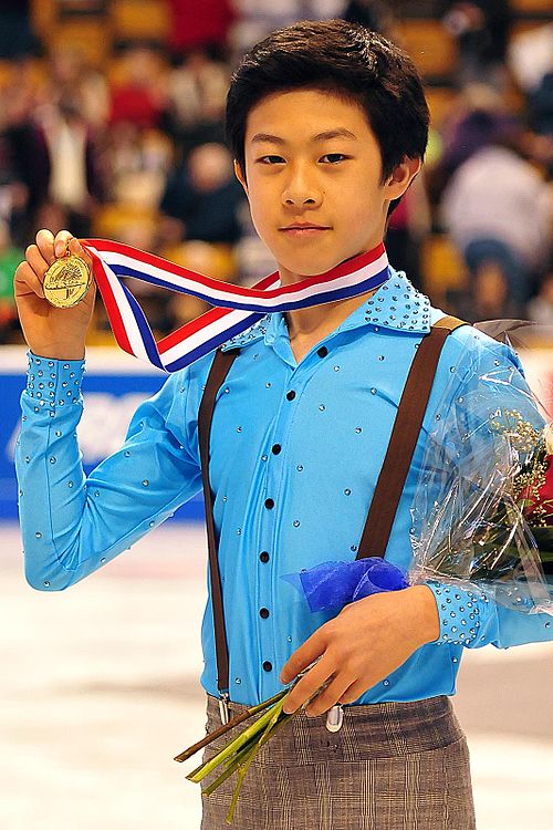Chen at the junior men's medal ceremony at the 2014 U.S. Championships