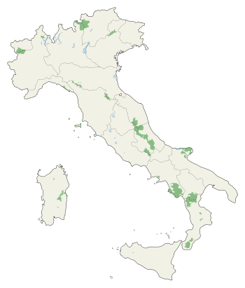 Peta taman nasional di Italia.