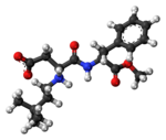 Ball-and-stick model of the neotame molecule