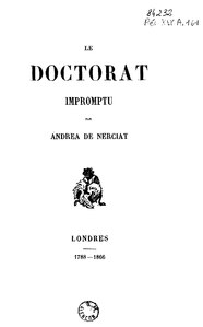 Andréa de Nerciat, Le Doctorat impromptu, éd. 1866    