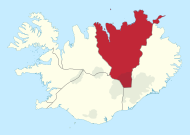 Regija Norðurland eystra na karti Islanda