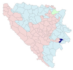 Location of Novo Goražde within Bosnia and Herzegovina