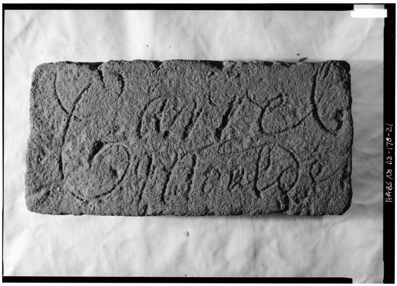 File:ORIGINAL BRICK INSCRIBED 'CARVEL MOULDE' - Brecknock, U.S. Route 13, Camden, Kent County, DE HABS DEL,1-CAM,3-21.tif