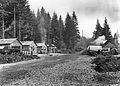 Office buildings, machine shop, road and trucks, Larch Mountain Road, W.P.A. camp (3253669741).jpg