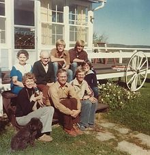 Familie Klapmeier in den 1970ern auf ihrer Farm in Wisconsin. Alan und Dale sitzen rechts oben (Alan links, Dale rechts)