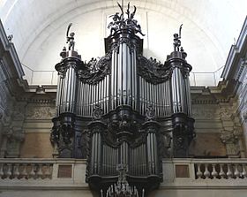 Illustrasjonsbilde av orgelseksjonen Dom Bedos-Puget i basilikaen Notre Dame des Tables i Montpellier