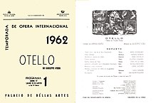 Domingo made his debut in Verdi's Otello at Bellas Artes in the comprimario rôle of Cassio in 1962