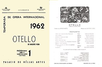 Domingo hizo su debut en Otello, de Verdi, en el papel menor de Cassio, en el Palacio de Bellas Artes, en la Ciudad de México, el 26 de agosto de 1962.