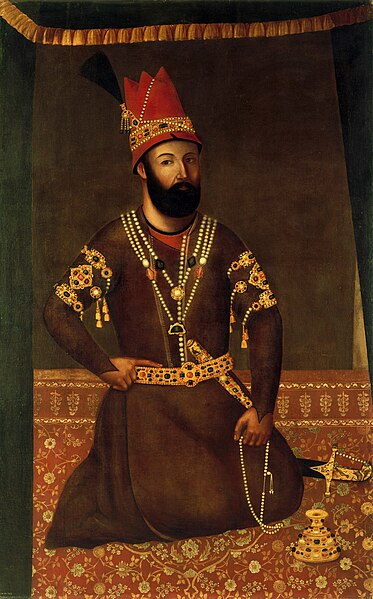 File:Painting, portrait of Nader Shah seated on a carpet, oil on canvas, probably Tehran, 1780s or 1790s.jpg