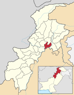 Khyber Pakhtunkhwa'daki Swabi District'in konumu (kırmızıyla vurgulanmıştır)