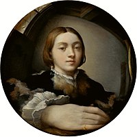 Forerunner of Escher's curved perspectives, geometries, and reflections: Parmigianino's Self-portrait in a Convex Mirror, 1524
