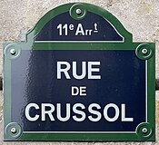 Plaque Rue Crussol - Paris XI (FR75) - 2021-06-20 - 1.jpg
