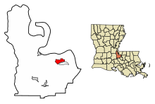 Pointe Coupee Parish Louisiana Incorporated and Unincorporated areas New Roads Highlighted.svg