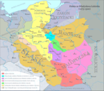 1275年至1300年左右的立陶宛與波蘭地圖，可看見立陶宛－波蘭邊界。