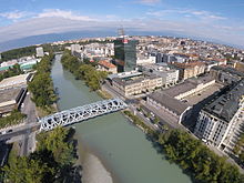 The Hans Wilsdorf Bridge, aerial view Pont-Hans-Wilsdorf.JPG