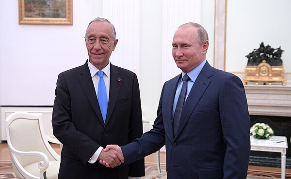 Marcelo Rebelo de Sousa with Vladimir Putin, President of Russia, in the Kremlin in Moscow, 20 June 2018