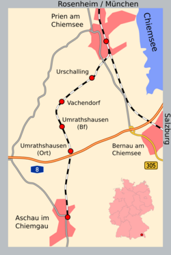 A Prien–Aschau-vasútvonal útvonala