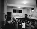 Women's meeting room, prior to relocation. Note the ministers' gallery and elders' bench (far right).