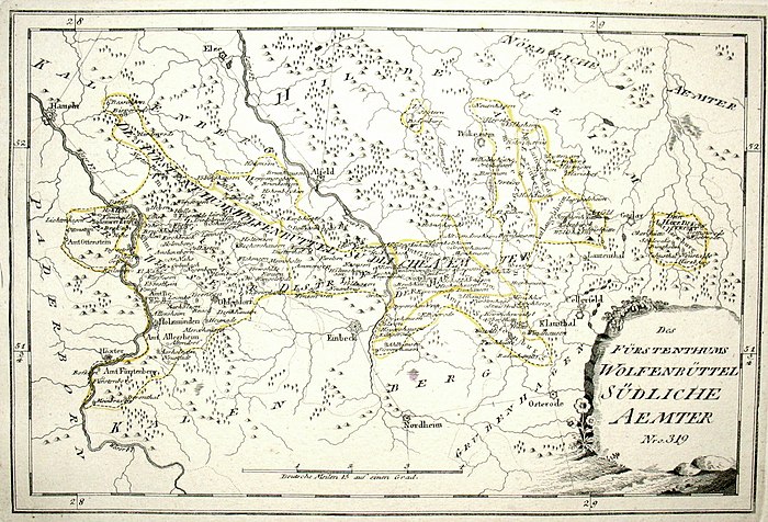 Southern offices of the Principality of Braunschweig-Wolfenbüttel, around 1795