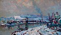 Le pont d'Elbeuf sous la neige, oil on canvas, 54 x 92 cm