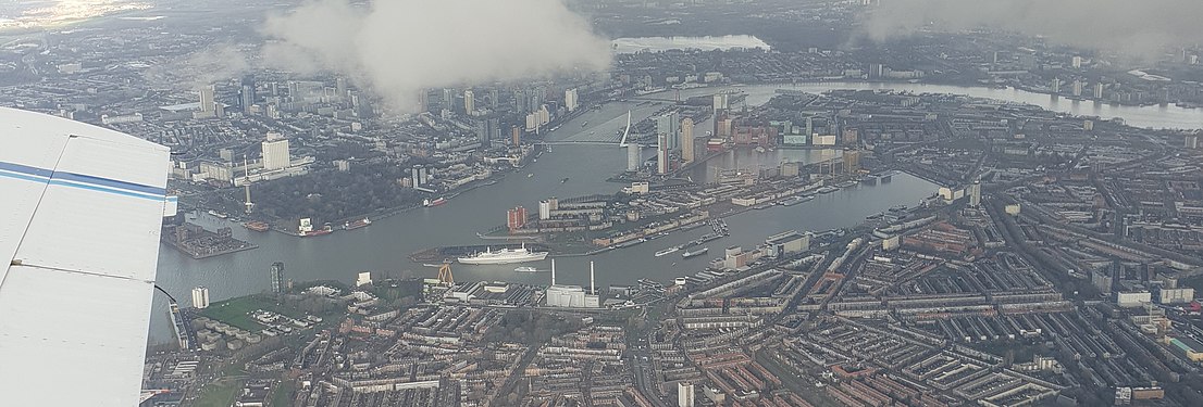 Aerial view of rotterdam passenger wharf