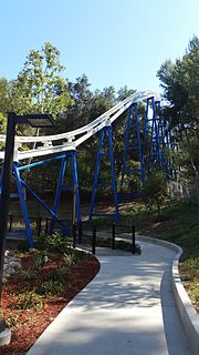 The New Revolution (roller coaster) Roller coaster at Six Flags Magic Mountain,Valencia,California,USA