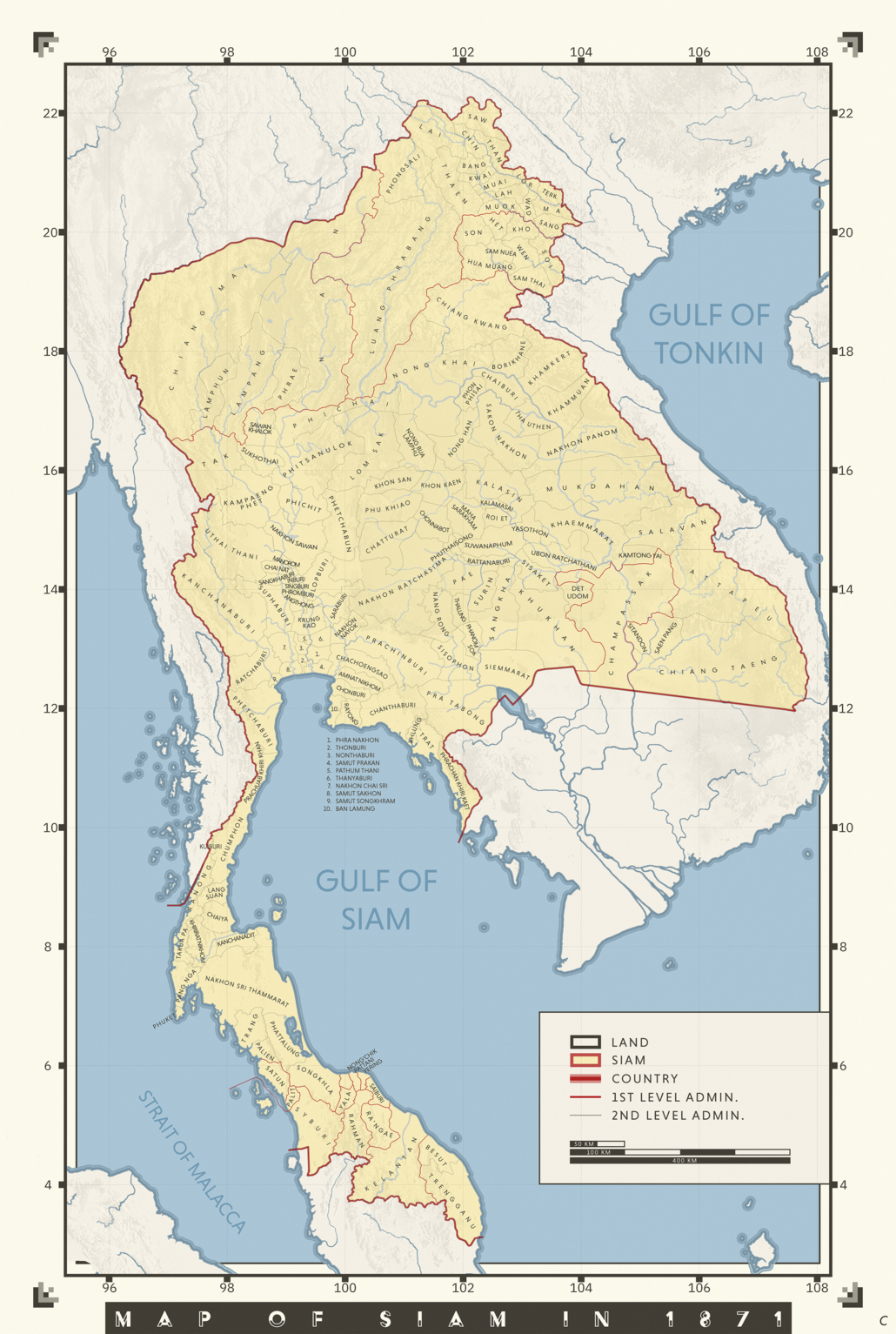 Provinz Siam (Thailand) im Jahre 1871