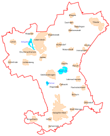 Salzgitter mit seinen 31 Stadtteilen (bebautes Gebiet)