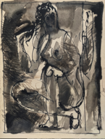 Sedící žena, skica, 1990