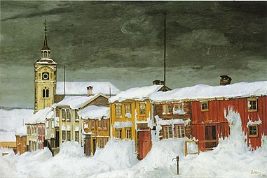 Efter snestorm, Lillegaten Røros 1903 (Nasjonalgalleriet i Oslo)