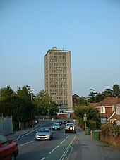 The 17-storey extension to South Stoneham House from the west in 2005, the last year it was fully occupied South Stoneham House.jpg