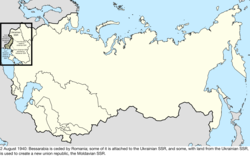 Map of the change to the Soviet Union on 2 August 1940