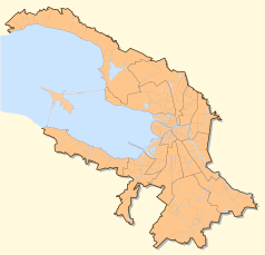 Mapa konturowa Petersburga, blisko centrum na prawo znajduje się punkt z opisem „Kościół Świętej KatarzynyPetersburgu”