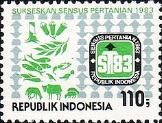 Stamp of Indonesia - 1983 - Colnect 256005 - Agricultural Census.jpeg