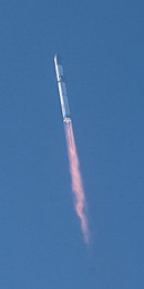 Lançamento da Starship da SpaceX durante seu Teste de Voo Integrado de Boca Chica, Texas.