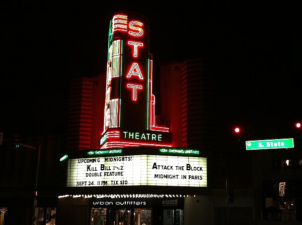 The State Theatre (Ann Arbor, Michigan) shows a double feature of Kill Bill Volume 1 and Volume 2.