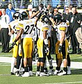 Steelers DBs pre-game huddle 2006-11-26.jpg