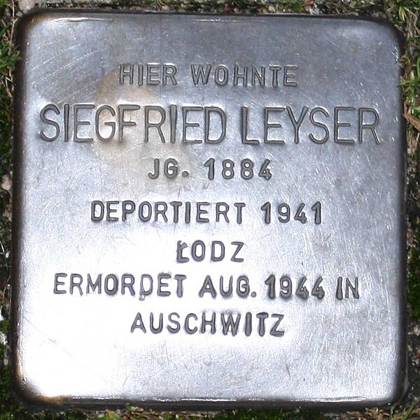 Datei:Stolperstein Siegfried Leyser Wuppertal 850.jpg