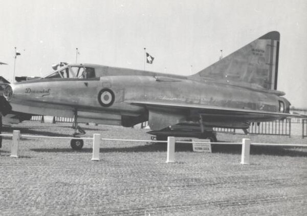 SNCASE SE.212 Durandal experimental jet/rocket fighter aircraft at the 1957 Air Salon