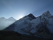 The sun rising on Everest in 2011