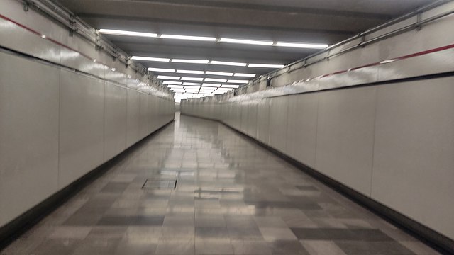 The underground tunnel connecting both stations