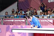 Deutsch: Tischtennis bei den Olympischen Jugendspielen 2018; Tag 9, 15. Oktober 2018; Mixed, Finale, Mixed-Doppel – Miu Hirano (JPN) gegen Sun Yingsha (CHN) 2:3 English: Table tennis at the 2018 Summer Youth Olympics at 15 October 2018 – Mixed Final, Mixed-Double – Miu Hirano (JPN) Vs Sun Yingsha (CHN) 2:3