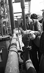 Thumbnail for File:Technion Professor Avraham Kogan, inventor of the Kogan Rose desalination process, with Mr. David Rose of New York, whose financial assistance enabled the construction of the desalination pilot plant in Haifa (FL61760209).jpg