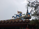 Mini-Sculpture of a Dragon on top of a temple in Hsinchu, Taiwan