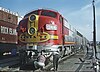 Santa Fe's 'Texas Chief' being serviced at its station stop in Oklahoma City in 1967