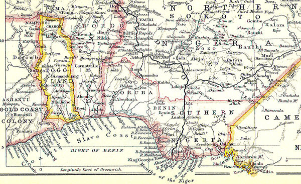 The Slave Coast is still marked on this c. 1914 map by John Bartholomew & Co. of Edinburgh.